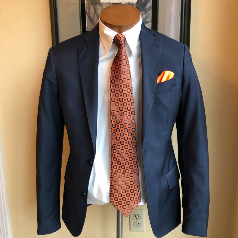 J.Hilburn Designed by CHF All Wool Dark Blue Jacket Size 32L